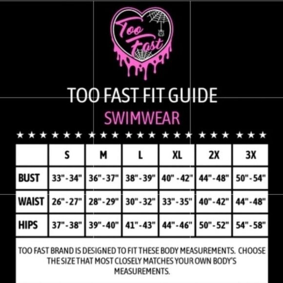 Too Fast ✦ Goth Hearts One-Piece ✦ Pentagram Ruffle Eyelet Pastel Goth Swimsuit - Picture 8 of 8